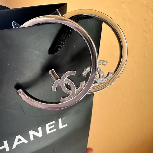 Silver Designer Hoop Earrings - Picture 4 of 6